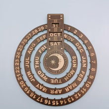 Load image into Gallery viewer, Wooden Rotating Circular Perpetual Calendar