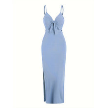 Load image into Gallery viewer, Women's Plain Cut Out Knot Front Split Thigh Cami Dress