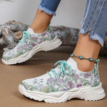 Load image into Gallery viewer, Floral Print Lace-up Breathable Sneakers