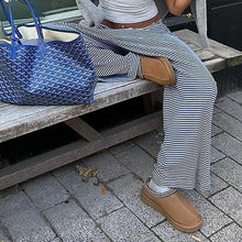 Load image into Gallery viewer, Striped Knit Color-Block Low-Rise Casual Pants