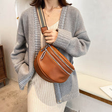 Load image into Gallery viewer, Multi-Pocket Women Leather Solid Crossbody Chest Bag