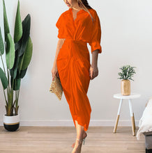 Load image into Gallery viewer, Lapel Shirt Solid Color Dress