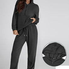Load image into Gallery viewer, Long Sleeve Half Zip Pullover Sweatshirt Joggers Set