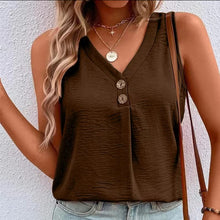 Load image into Gallery viewer, V-Neck Button Sleeveless Shirt