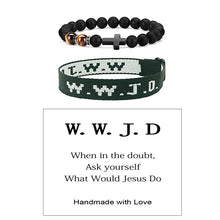Load image into Gallery viewer, WWJD Cross Beaded Bracelet Set