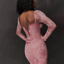 Load image into Gallery viewer, Pink Fitted Long-sleeve Dress
