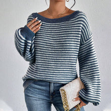 Load image into Gallery viewer, Women's Striped Drop Shoulder Sweater