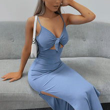 Load image into Gallery viewer, Women's Plain Cut Out Knot Front Split Thigh Cami Dress