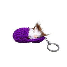 Load image into Gallery viewer, Cute Sleeping Kitten Keychain