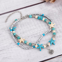 Load image into Gallery viewer, Sea turtle Anklet Starfish Turquoise