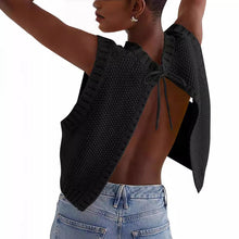 Load image into Gallery viewer, Women's Solid Split Tie Back Sweater Vest