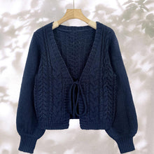 Load image into Gallery viewer, Women's Solid Long Sleeve Tie Front Cardigan