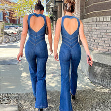 Load image into Gallery viewer, Backless Heart Cutout Denim Jumpsuit For Women