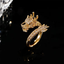 Load image into Gallery viewer, Delicate Dragon Open Adjustable Zirconia Good Luck Ring