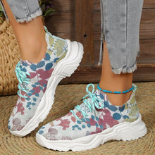 Load image into Gallery viewer, Floral Print Lace-up Breathable Sneakers