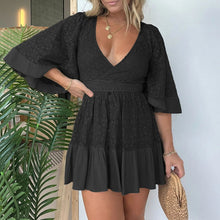 Load image into Gallery viewer, Lace Crochet Romper Dress with Built-in Shorts