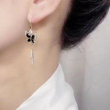 Load image into Gallery viewer, Crystal Butterfly Tassel Earrings