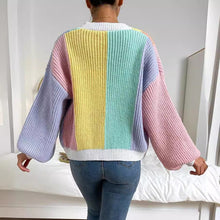 Load image into Gallery viewer, Dopamine-Inspired Color Block Fashionable Knit Cardigan