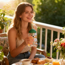 Load image into Gallery viewer, Adorable Teddy Bear Glass Straw Cup
