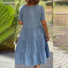 Load image into Gallery viewer, Cotton linen v-neck solid color dress