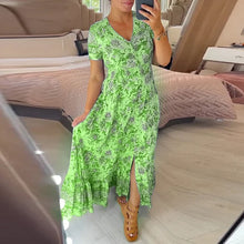Load image into Gallery viewer, Floral Print V-neck Dress