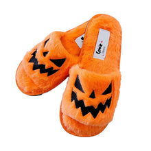 Load image into Gallery viewer, Halloween Pumpkin Lantern Slippers