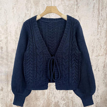 Load image into Gallery viewer, Women's Solid Long Sleeve Tie Front Cardigan