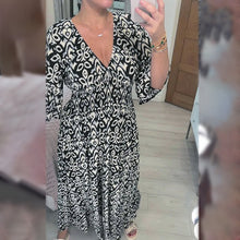 Load image into Gallery viewer, Bohemian Casual Print V-neck Waist Wrap Long Dress