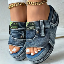 Load image into Gallery viewer, Women's Platform Denim Sandals