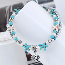 Load image into Gallery viewer, Sea turtle Anklet Starfish Turquoise