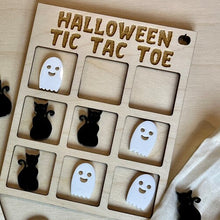 Load image into Gallery viewer, Wooden Halloween Tic Tac Toe Board Boo