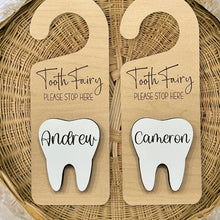 Load image into Gallery viewer, Wooden Tooth Fairy Door Hanger