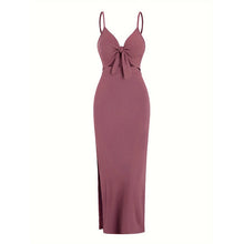 Load image into Gallery viewer, Women's Plain Cut Out Knot Front Split Thigh Cami Dress