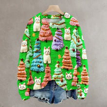 Load image into Gallery viewer, Christmas Tree Cute Cat 3D Print Sweater