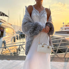 Load image into Gallery viewer, Knitted Sweater Jacket With Monochromatic Sequins