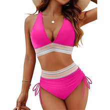 Load image into Gallery viewer, 2024 High Waisted Tummy Control Color Block Bikini Sets