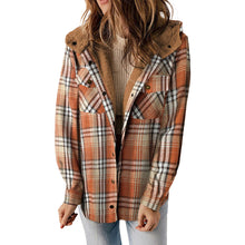 Load image into Gallery viewer, Women's Plaid Long Sleeve Fleece Hooded Jacket With Pockets