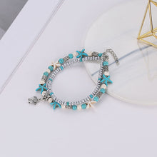 Load image into Gallery viewer, Sea turtle Anklet Starfish Turquoise