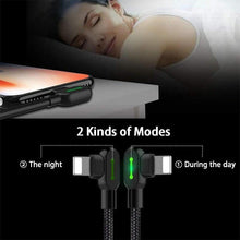 Load image into Gallery viewer, USB charging cable with 90 degree design for iOS and Android