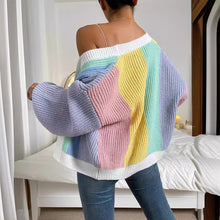 Load image into Gallery viewer, Dopamine-Inspired Color Block Fashionable Knit Cardigan