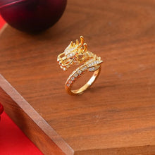 Load image into Gallery viewer, Delicate Dragon Open Adjustable Zirconia Good Luck Ring
