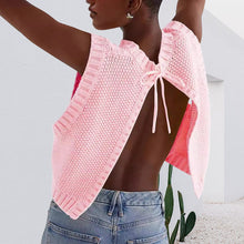 Load image into Gallery viewer, Women's Solid Split Tie Back Sweater Vest