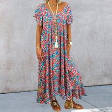 Load image into Gallery viewer, Loose Long Printed Bohemian Dress