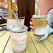 Load image into Gallery viewer, Glass Cup with Straw &amp; Lid