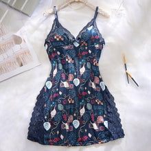 Load image into Gallery viewer, Women's Lace Trim Slit Sleep Dress