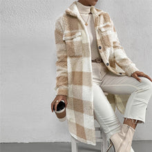 Load image into Gallery viewer, Women’s Chic Plaid Print Warm Plush Long Coat