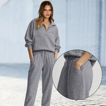 Load image into Gallery viewer, Long Sleeve Half Zip Pullover Sweatshirt Joggers Set
