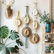 Load image into Gallery viewer, Handmade Linen Decorative Boho Hat Rack For Wall Hanging
