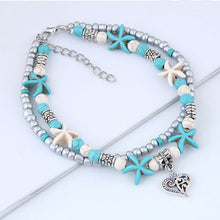 Load image into Gallery viewer, Sea turtle Anklet Starfish Turquoise