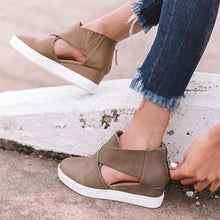 Load image into Gallery viewer, Women's Cut-Out Wedge Sneakers Back Zipper Shoes